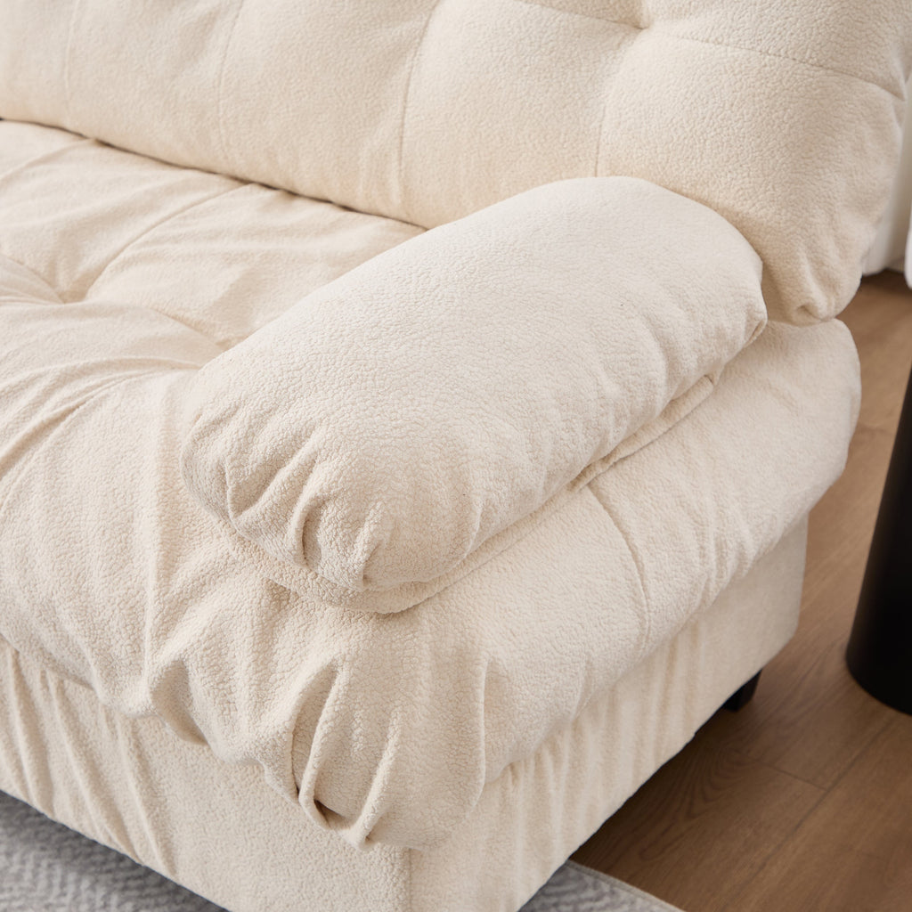 Sectional Sofa Cloud Modular Flannelette Beige 3 Seat 123 In 5 Pillows
