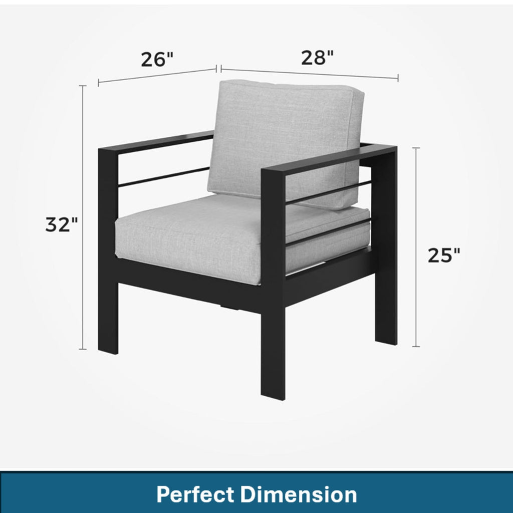 Outdoor Patio Set Aluminum Black Gray 4 Piece 73in Sofa