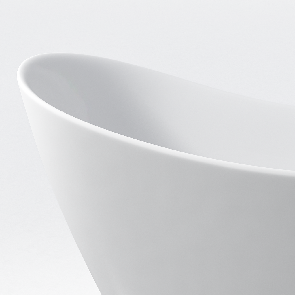 Modern Acrylic Freestanding Tub, Gloss White, Chrome Overflow and Pop-Up Drain