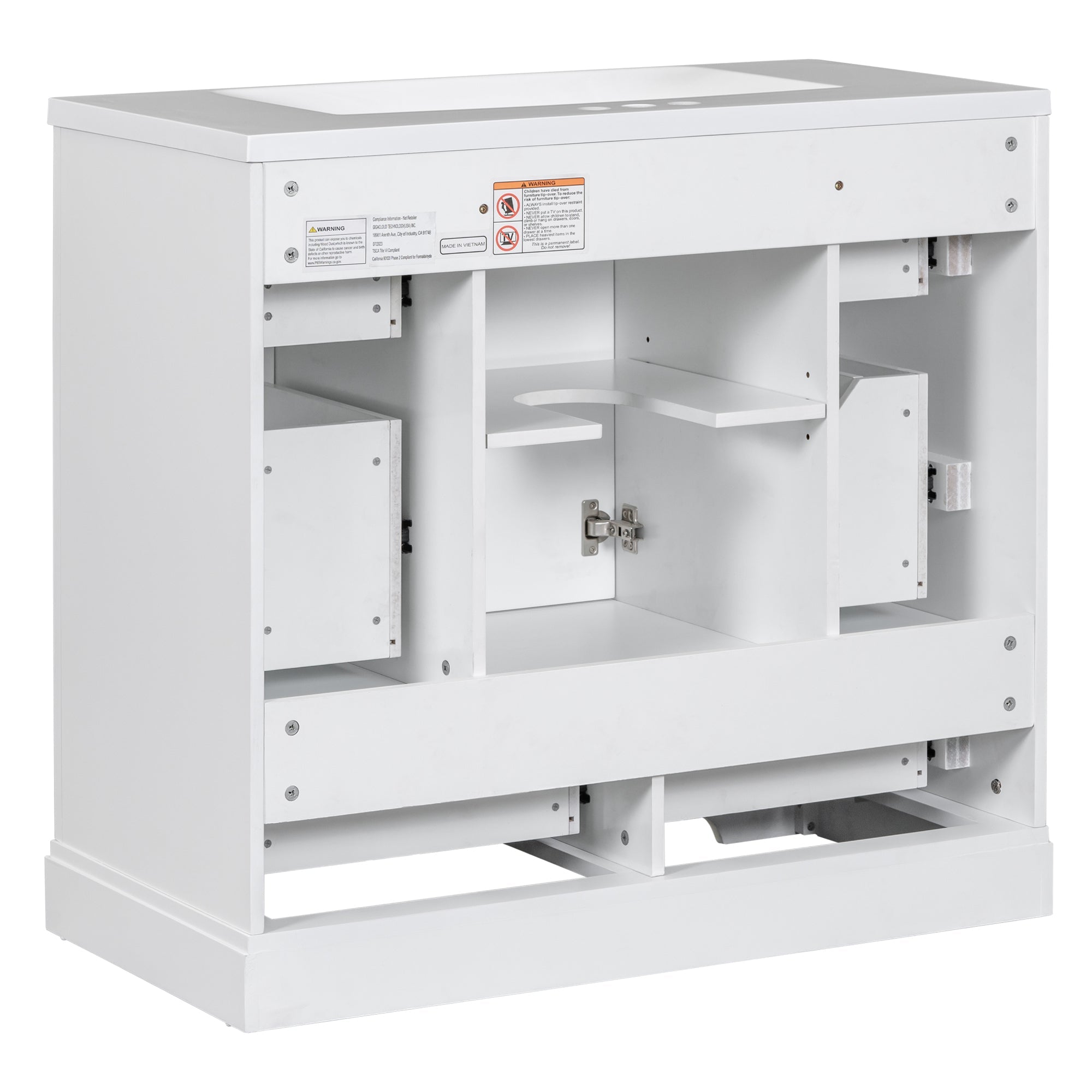 36' Bathroom Vanity with Sink Combo, Six Drawers, Multi-Functional Drawer Div...