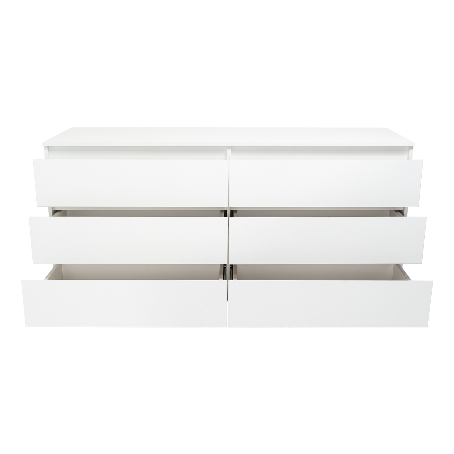 Dresser Minimalist Set of 2 6-Drawer White Particle Board Metal Legs 60.4 In