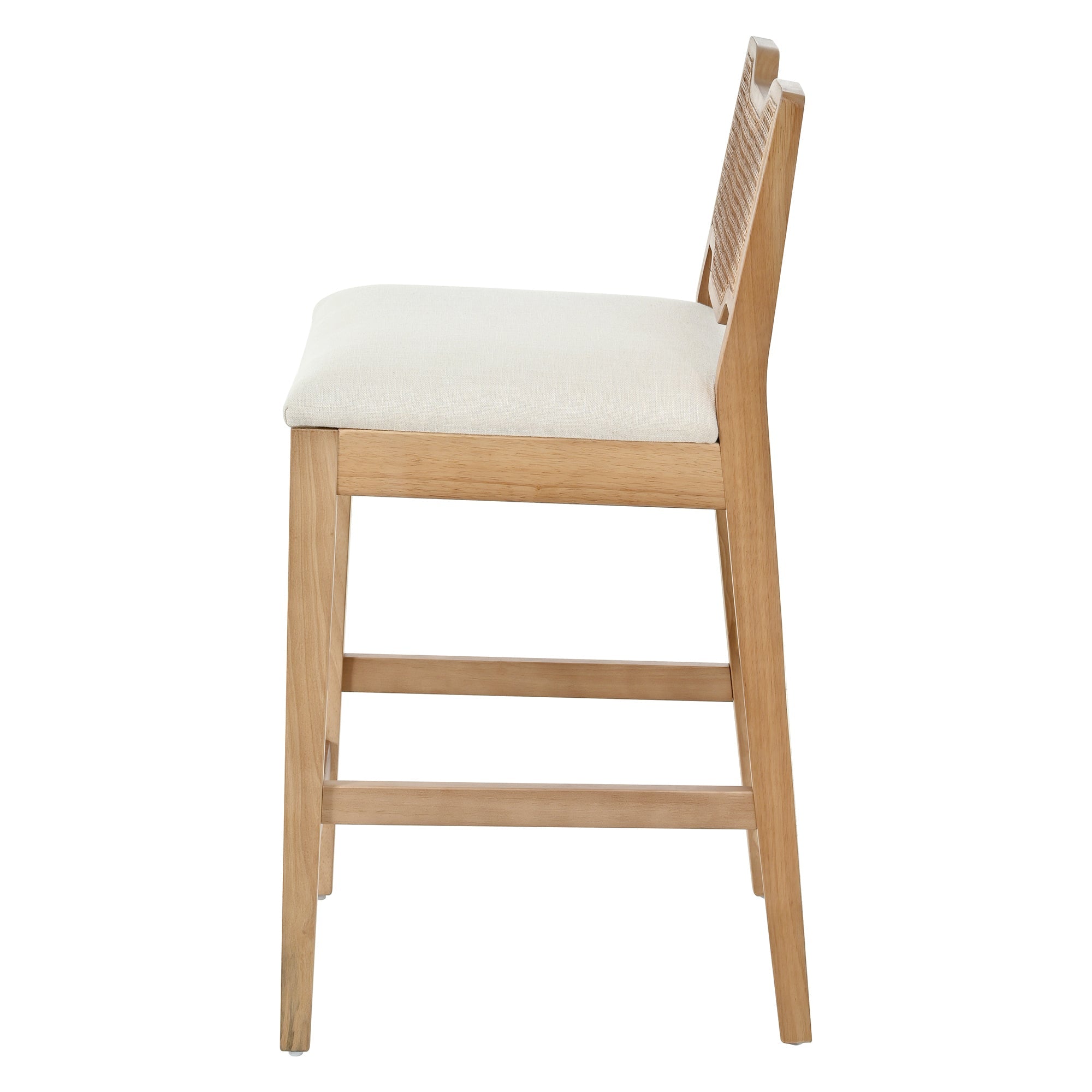 28 in Farmhouse Barstools Set of 2, Upholstered Iron Counter Stools with Rattan Backrest