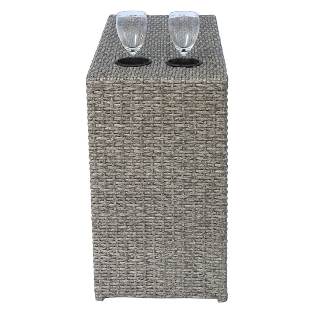 Outdoor Sectional Set HDPE Wicker Aluminum Gray 7 Piece Fully Assembled