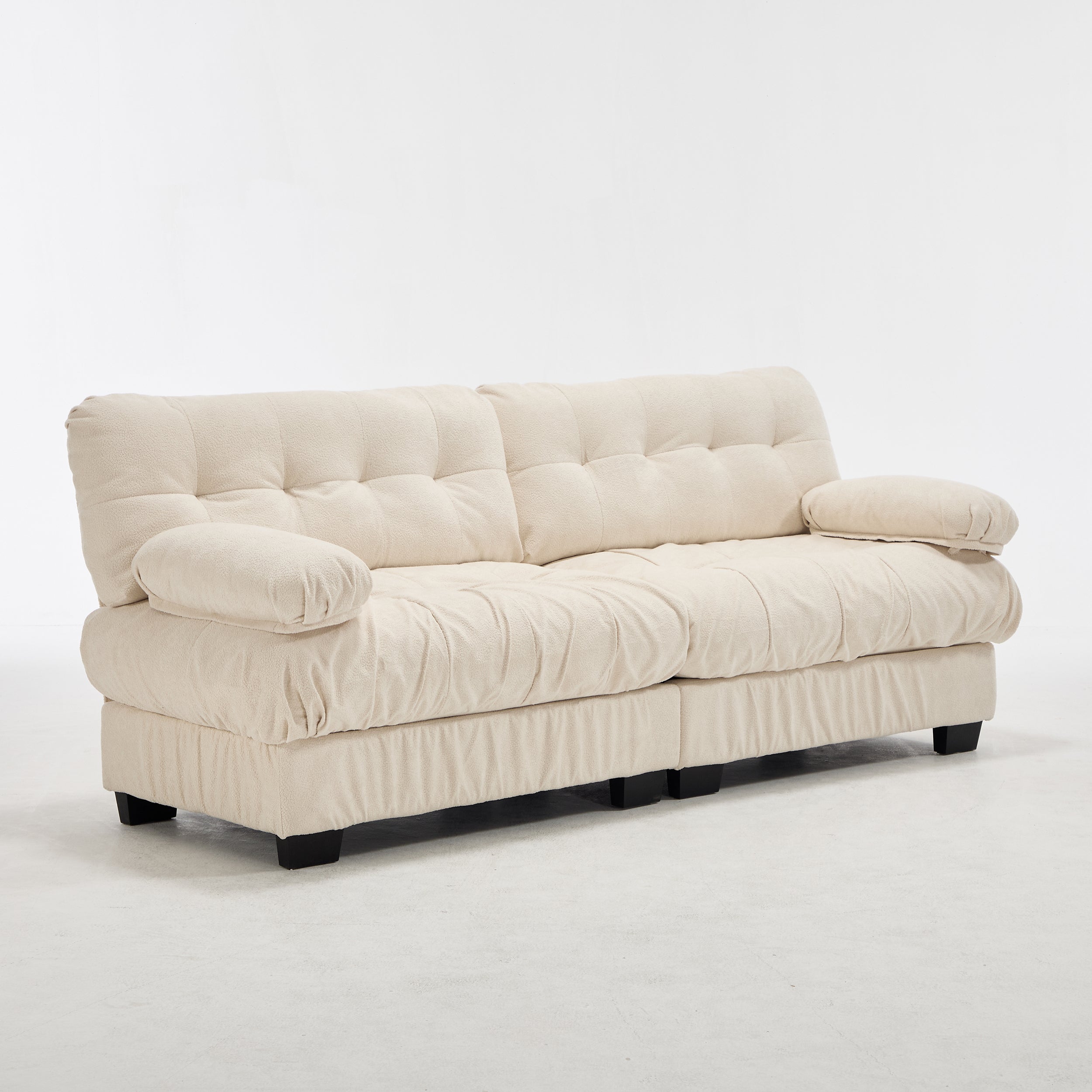 Sectional Sofa Cloud Modular Flannelette Beige 2 Seat 88 In 4 Pillows