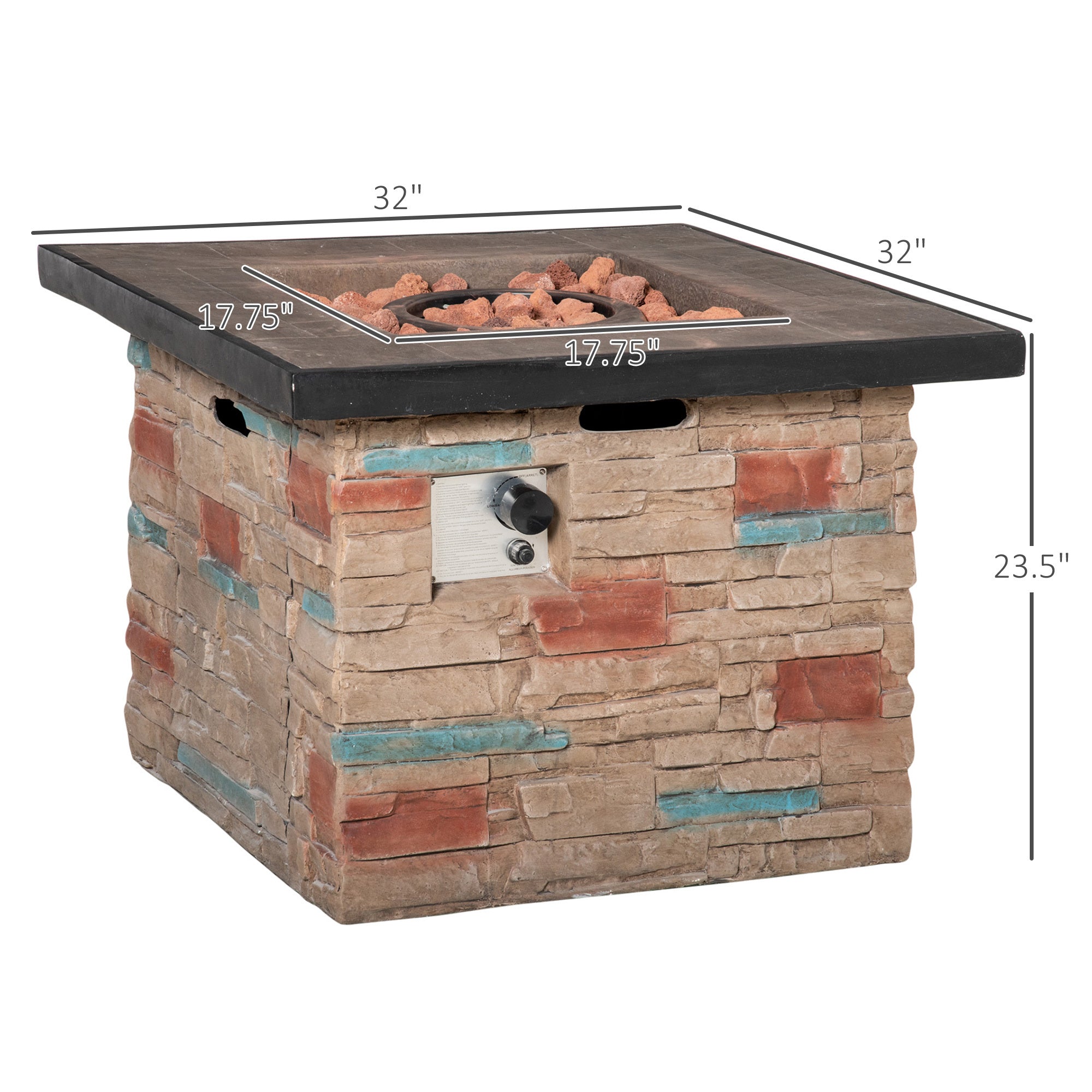 32 Inch Outdoor Propane Gas Fire Pit Table, 50,000 BTU Auto-Ignition Square