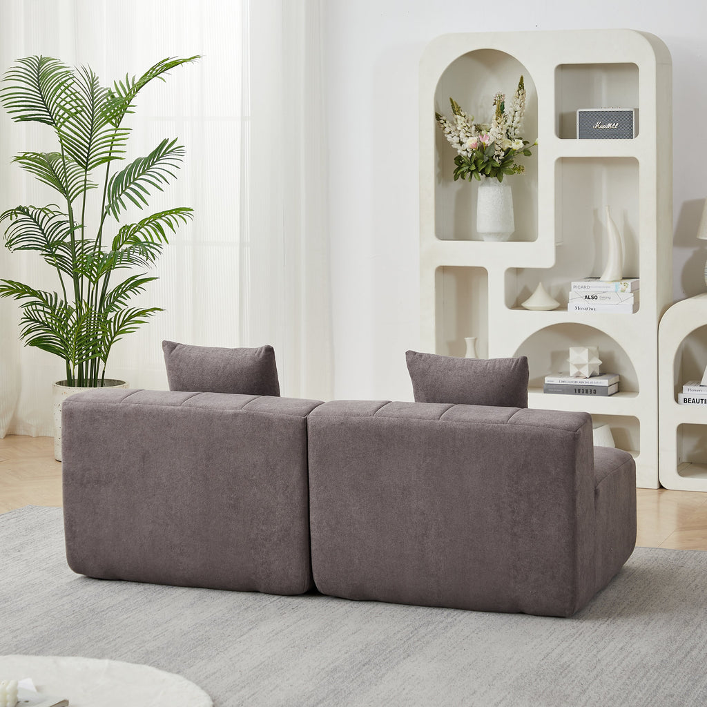 Loveseat Modular Chenille Gray 2 Seat Piano Key Design