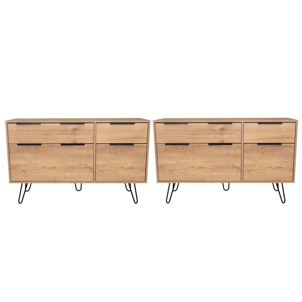 Dresser Modern Set of 2 4-Drawer Light Ash Particle Board Metal Legs 47.2 In