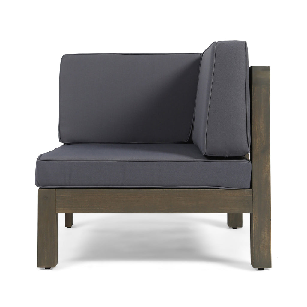 2-Piece Loveseat Set with Water-Resistant Cushions in Dark Grey Acacia Wood