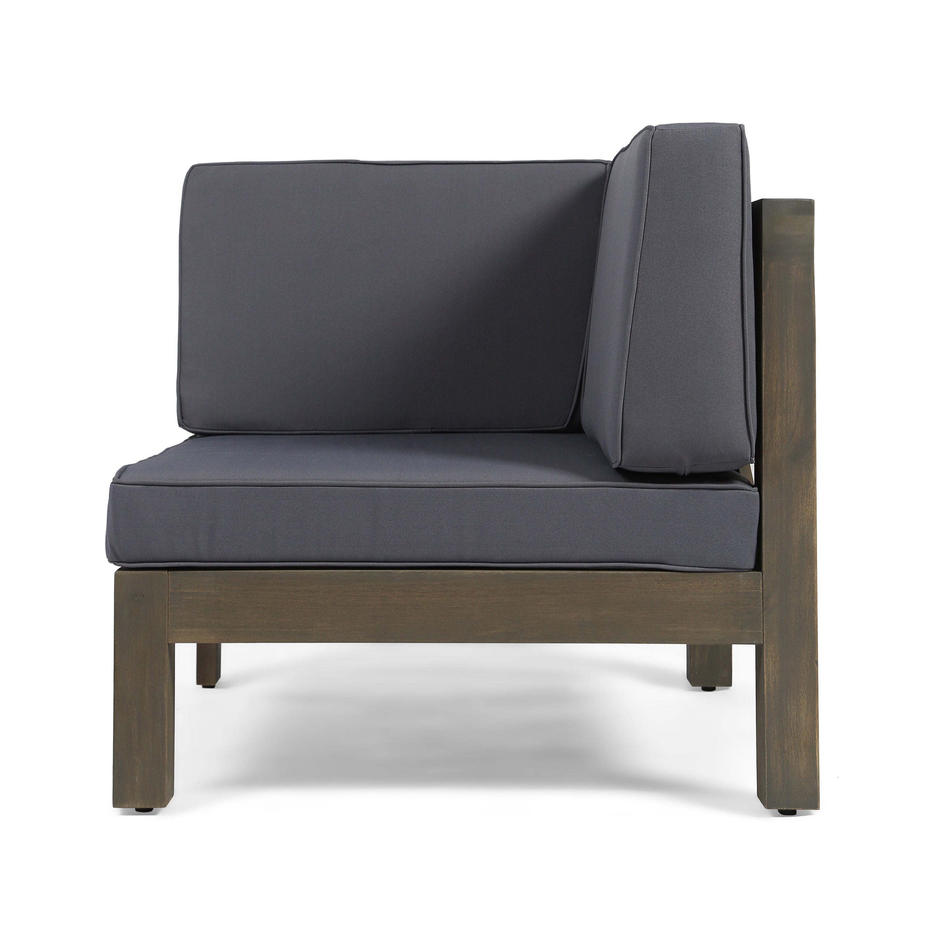 2-Piece Loveseat Set with Water-Resistant Cushions in Dark Grey Acacia Wood