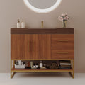 36' Modern Free-Standing Bathroom Vanity with Seamless Ceramic Sink & Sintered Stone Top