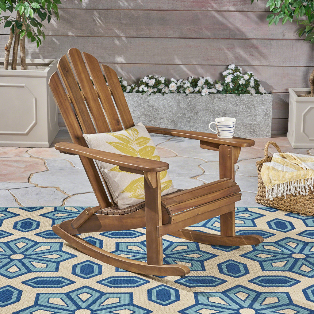 Acacia Wood Adirondack Rocking Chair Dark Brown 28.5x36