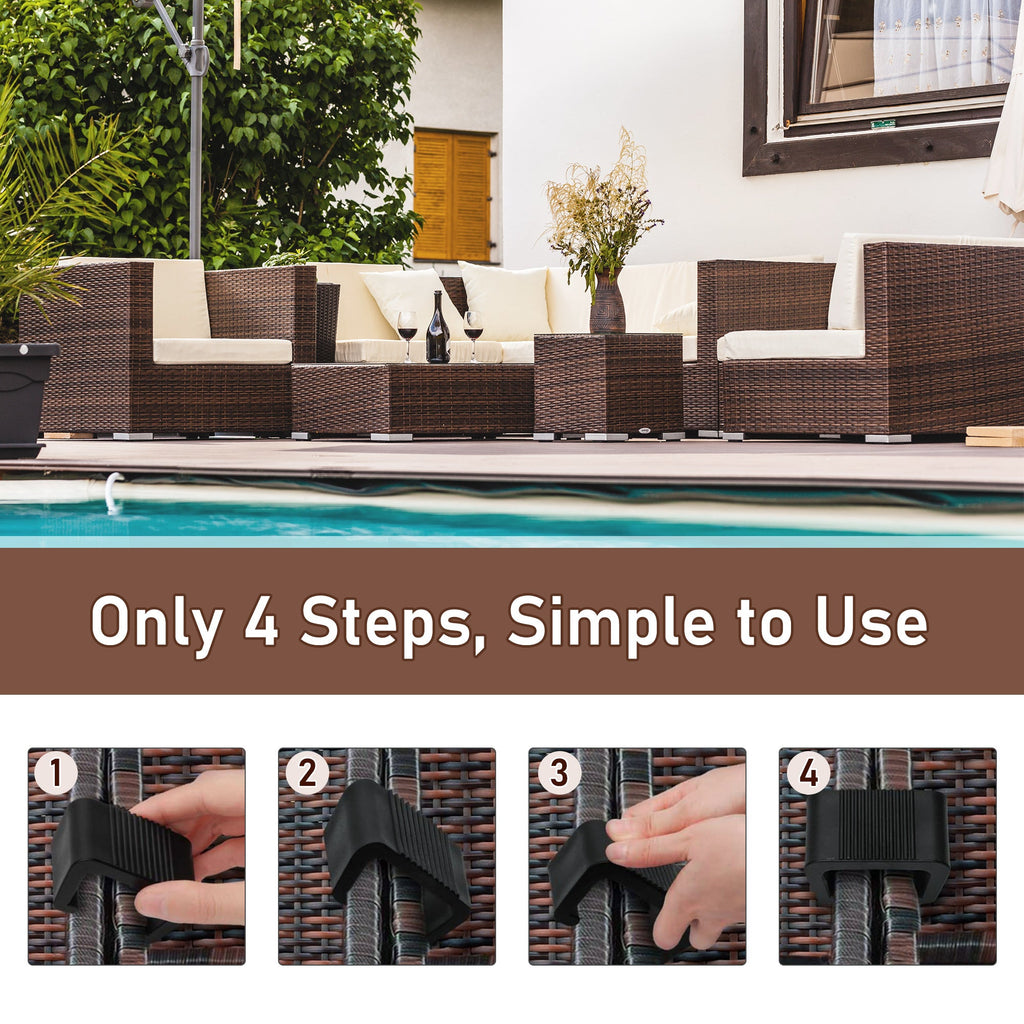 Outdoor Sectional Connector Clips Nylon Black Set of 10 No Tools
