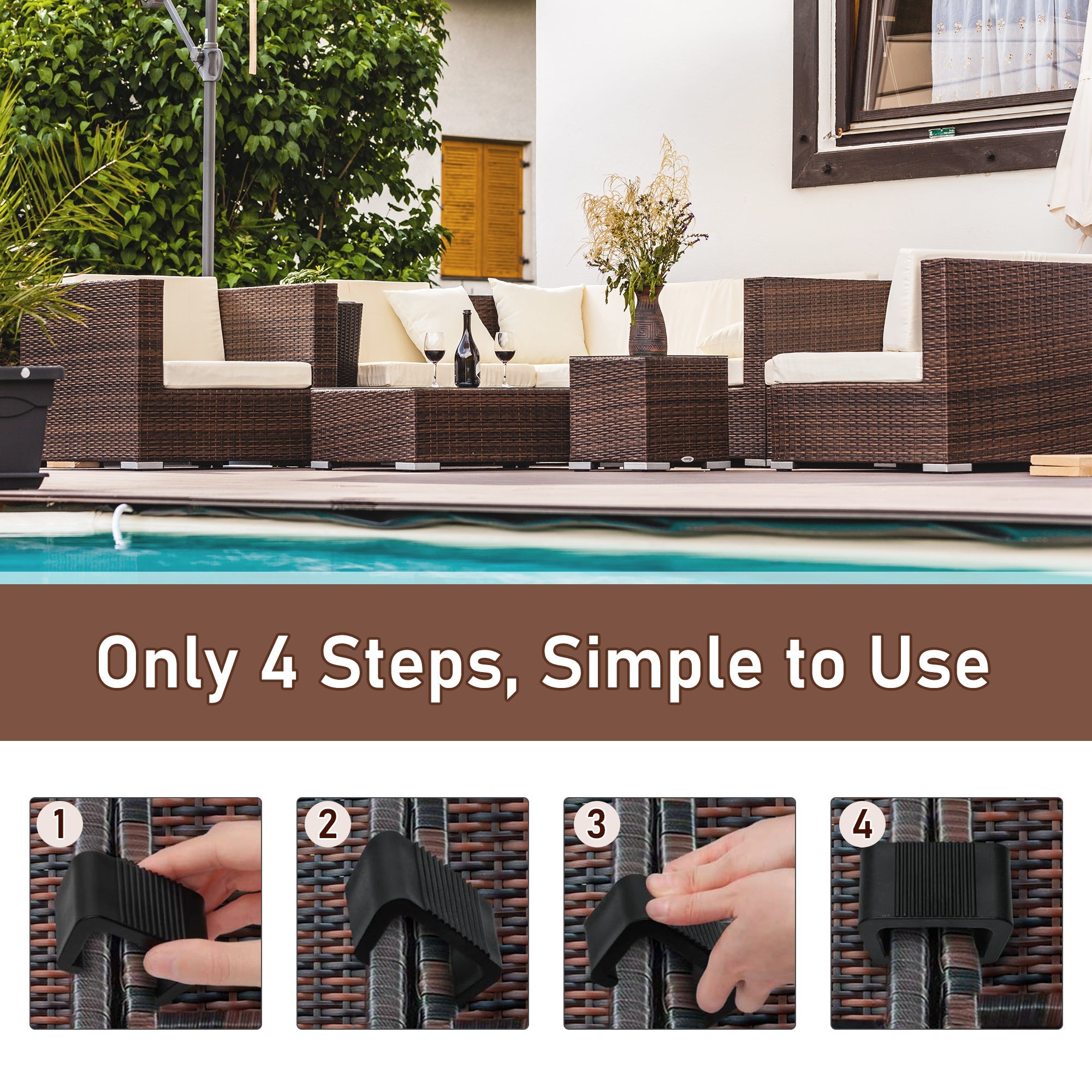 Outdoor Sectional Connector Clips Nylon Black Set of 10 No Tools