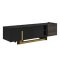 TV Stand and Coffee Table Set 2-Piece White Gold MDF Metal Legs Fits Large TV