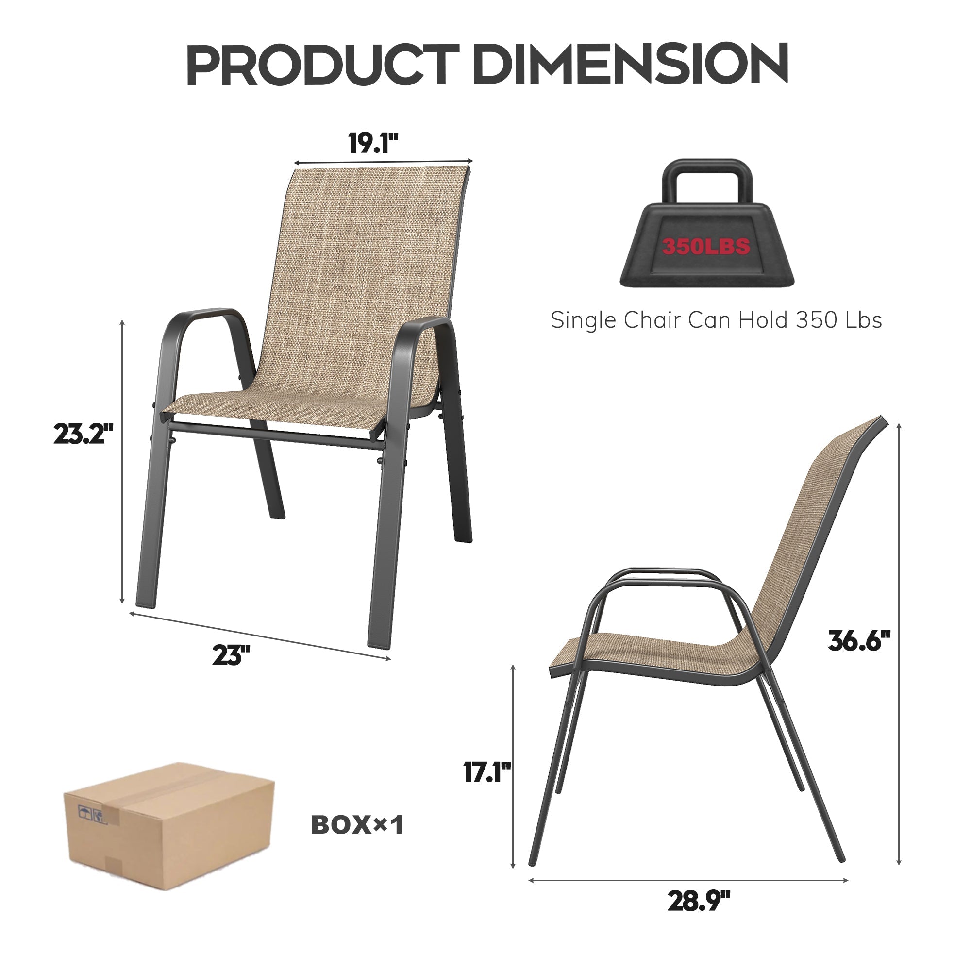 7-Piece Outdoor Patio Dining Set, 63' x 38' Rectangular Wood-Grain Metal Table