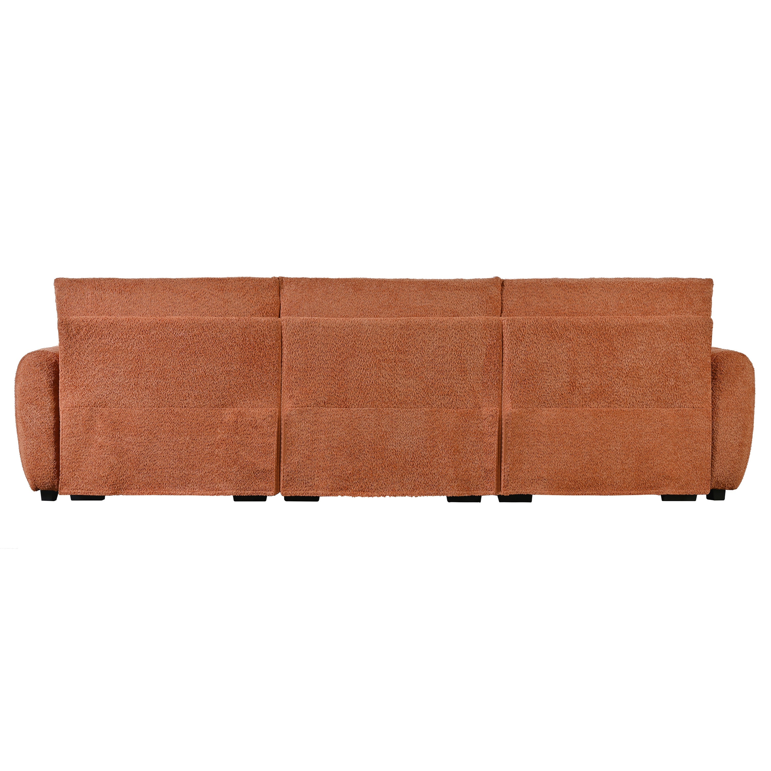 Sectional Sofa L-Shape Boucle Orange 4 Seat Ottoman 110 In