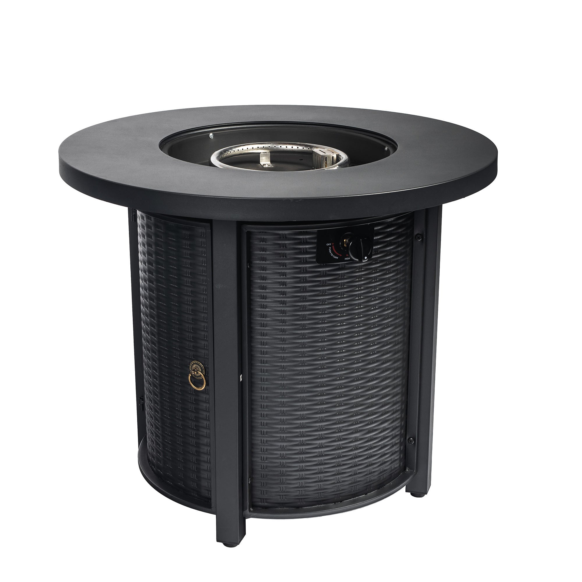 30 Inch Round Propane Gas Fire Pit Table 50000 BTU, Black