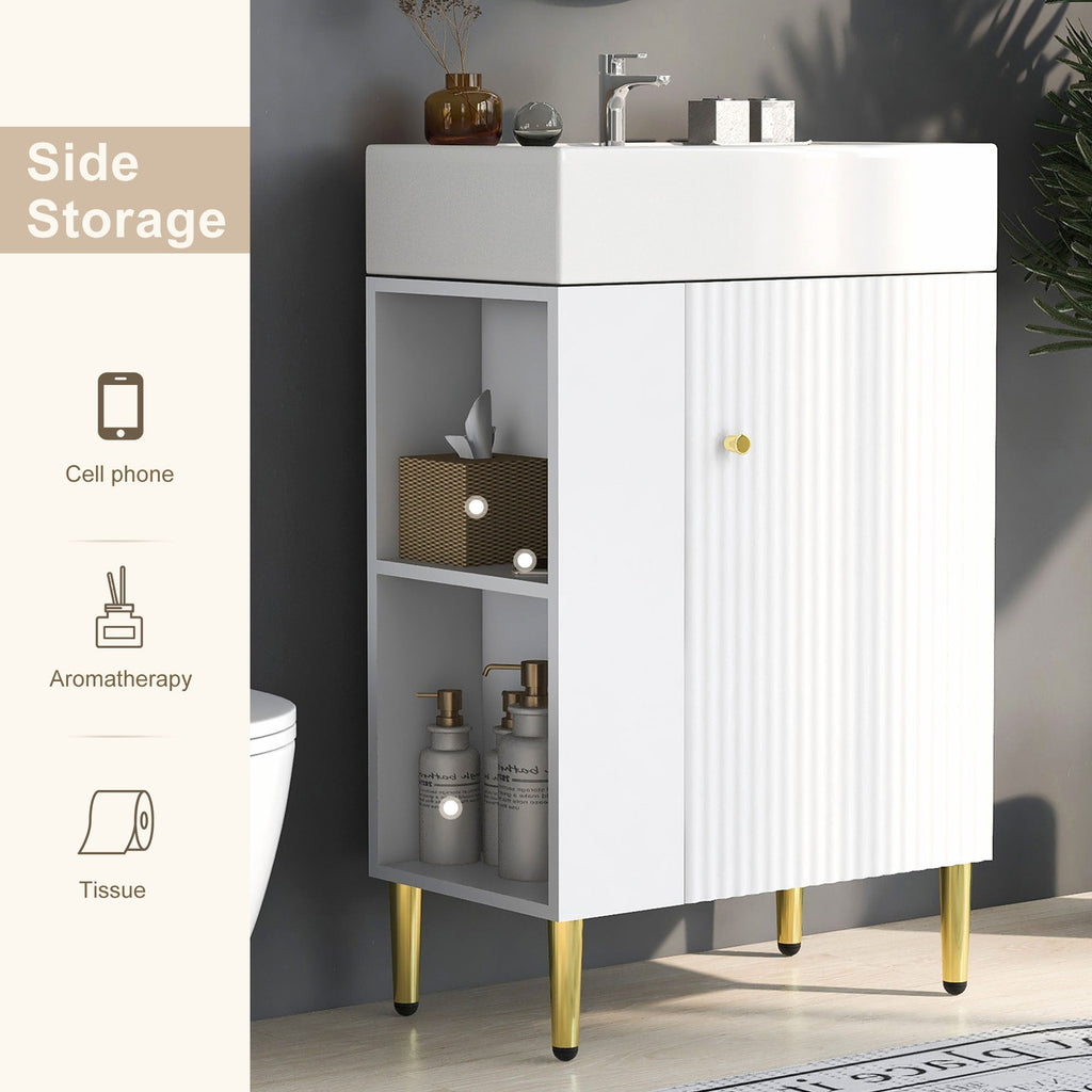 Amelia 21.6' Bathroom Vanity with Storage Cabinet, Single Ceramic Sink and Le...