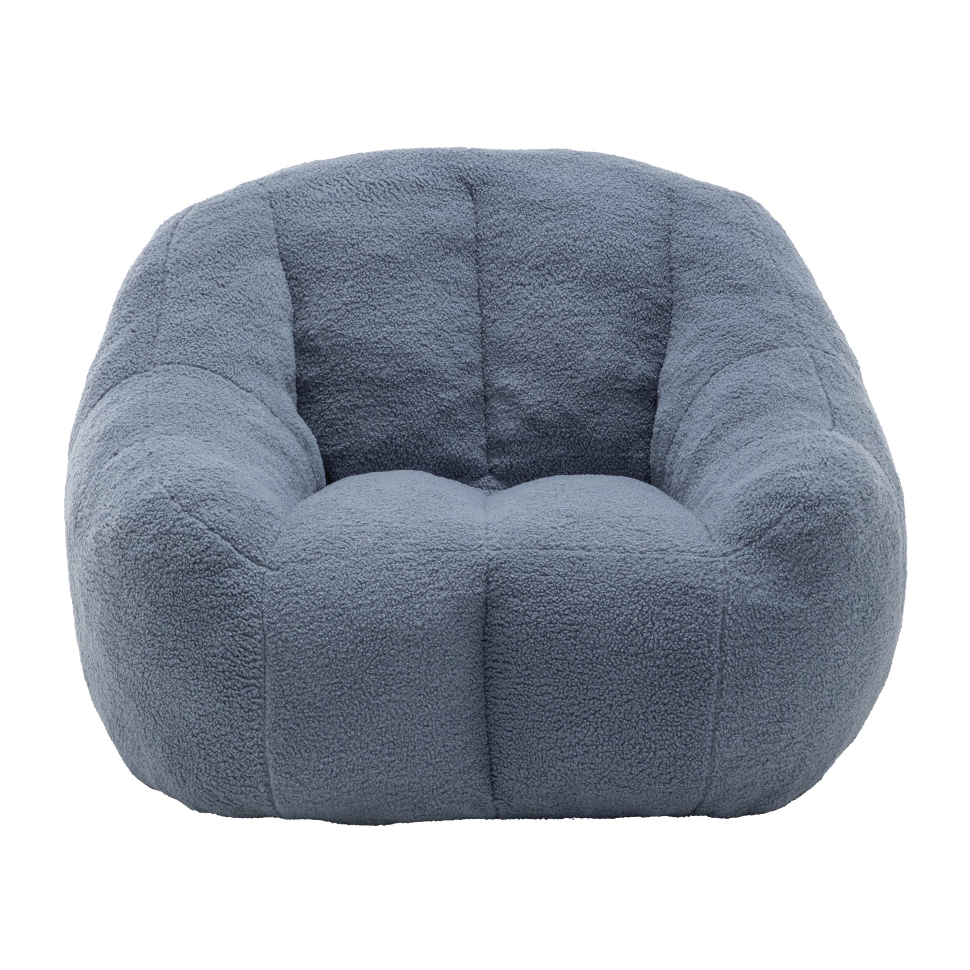 Bean Bag Chair Plush Faux Fur Light Blue Memory Foam Ergonomic Armrests 37.4 In