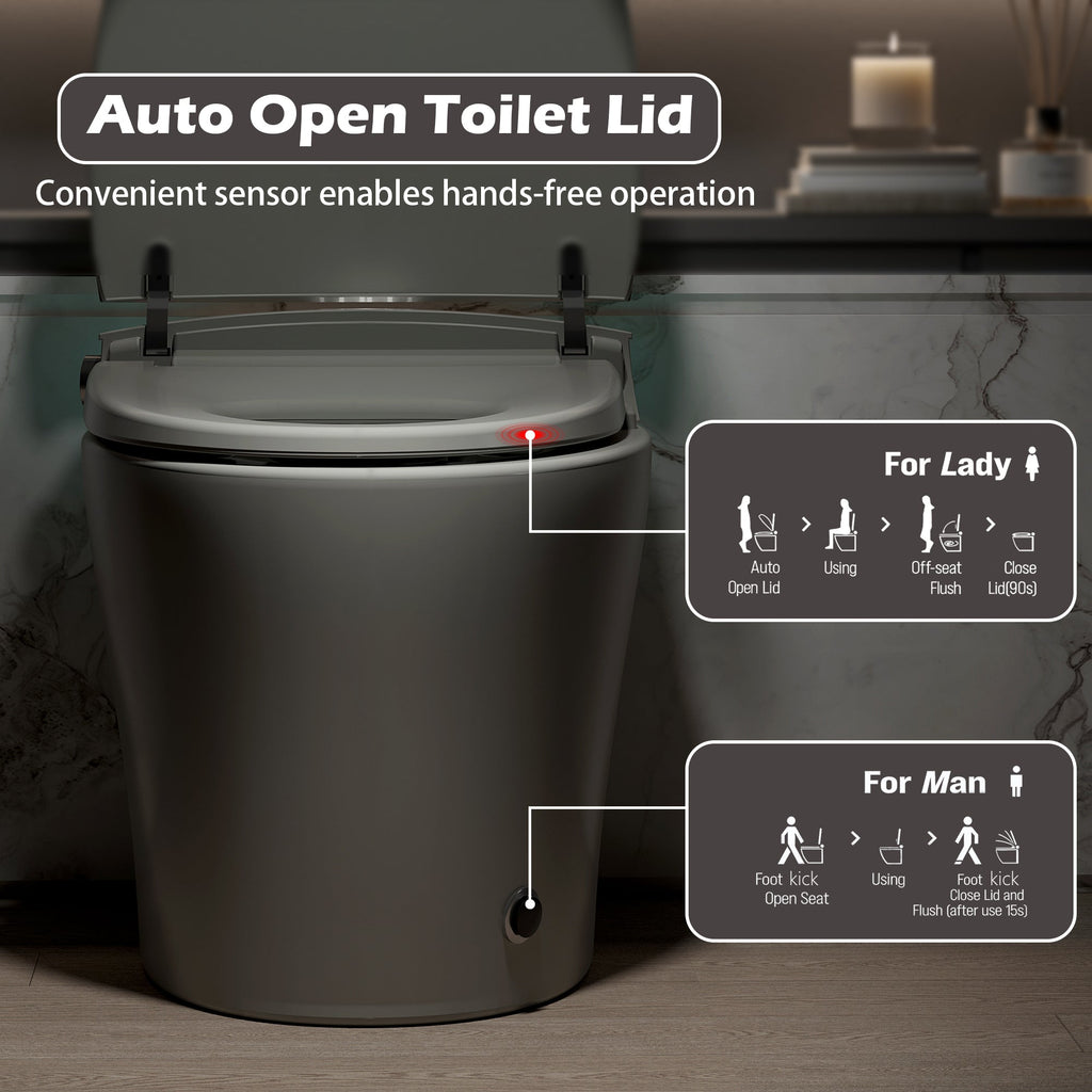 Smart Toilet with Bidet Built in, Bidet Toilet with Heated Seat, Foot Kick,Wa...