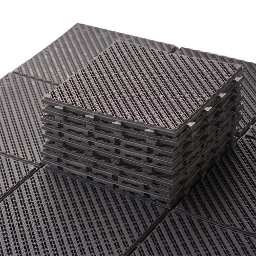 Outdoor Interlocking Deck Tiles Composite Plastic Dark Brown 12x12