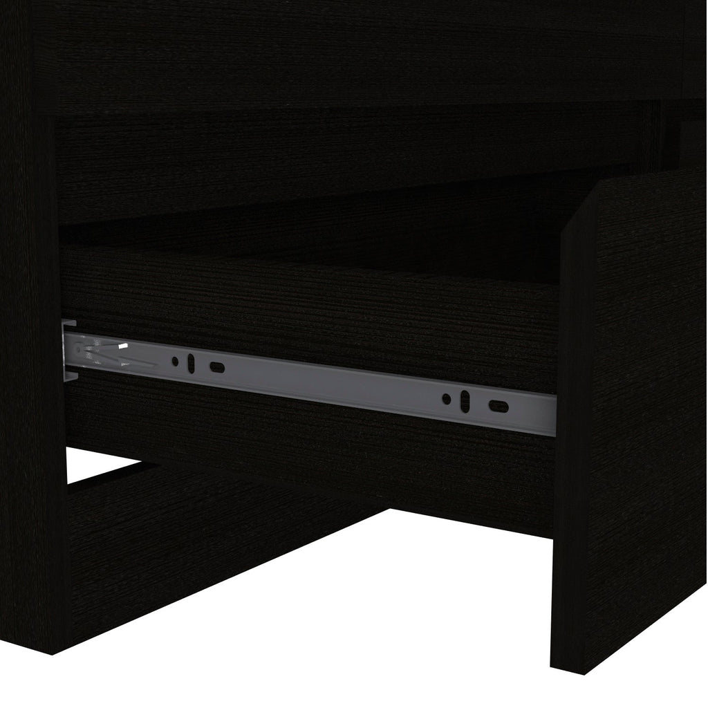 Dresser Minimalist 6-Drawer Wenge Particle Board Melamine Metal Legs 60.4 In
