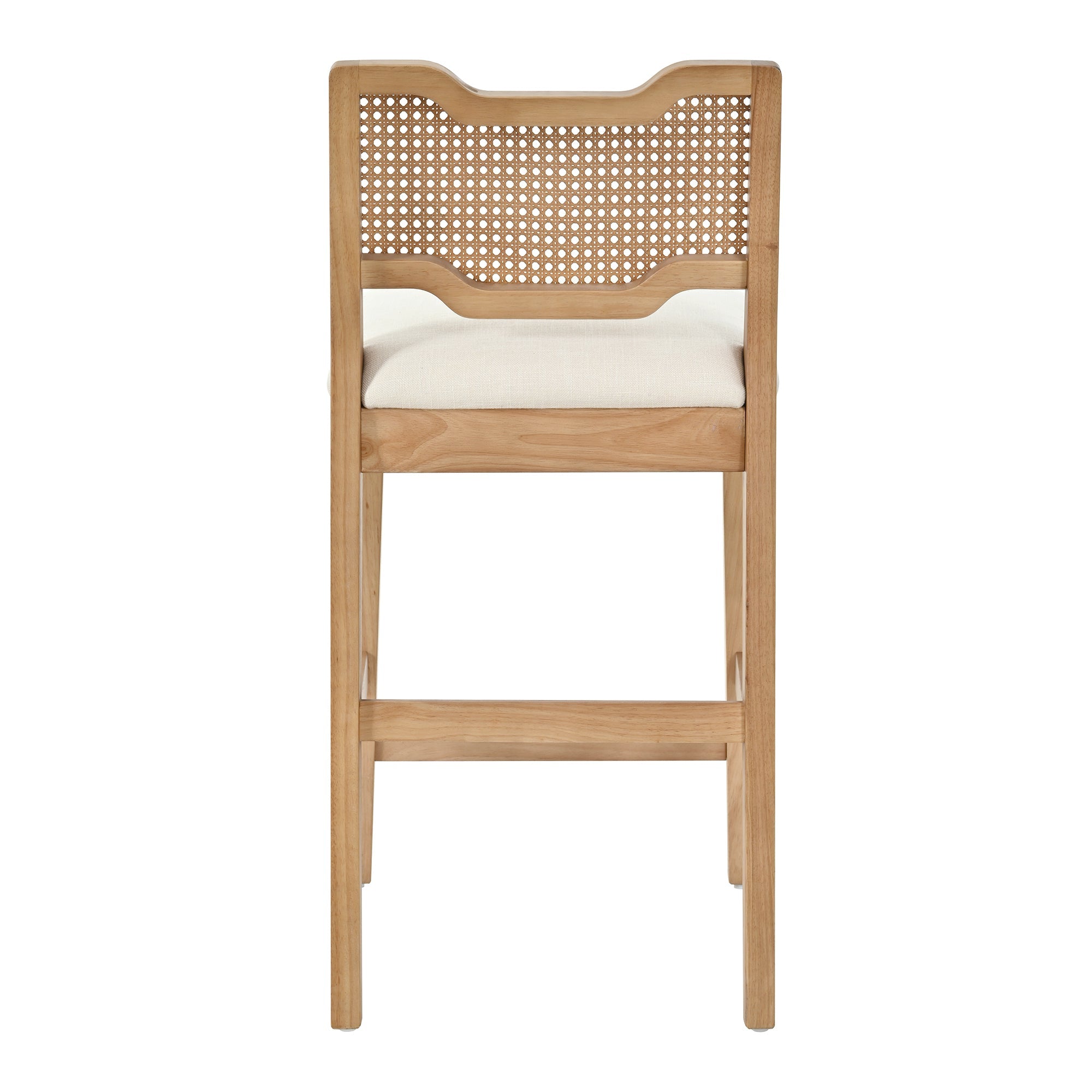 28 in Farmhouse Barstools Set of 2, Upholstered Iron Counter Stools with Rattan Backrest