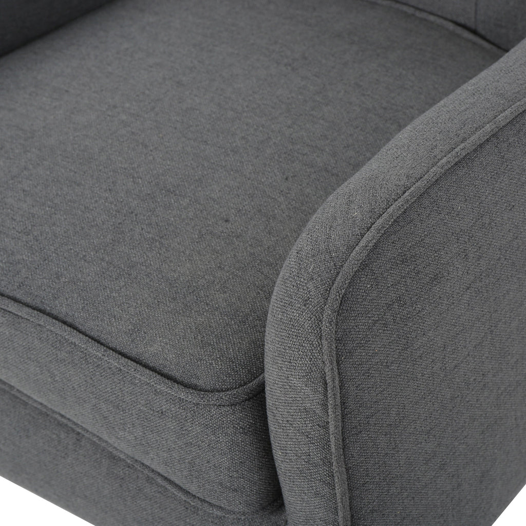 Accent Chair Mid-Century Charcoal Fabric Tufted Back Wood Legs 25x30x31 In