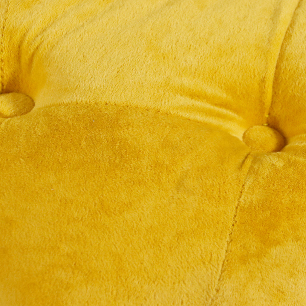 Yellow Modern Velvet Upholstered Ottoman Small Cube 18.11x18.11x18.9