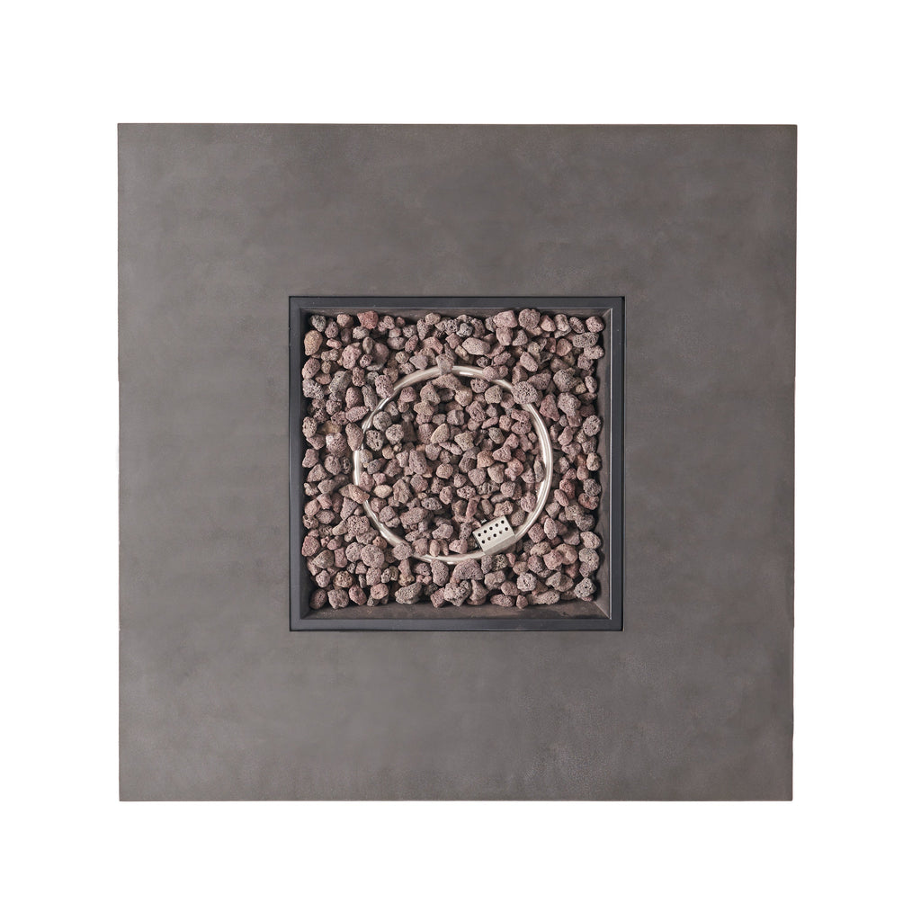 Modern SQUARE Iron Fire Pit 50,000 BTU Stone Gray Finish 39-Inch