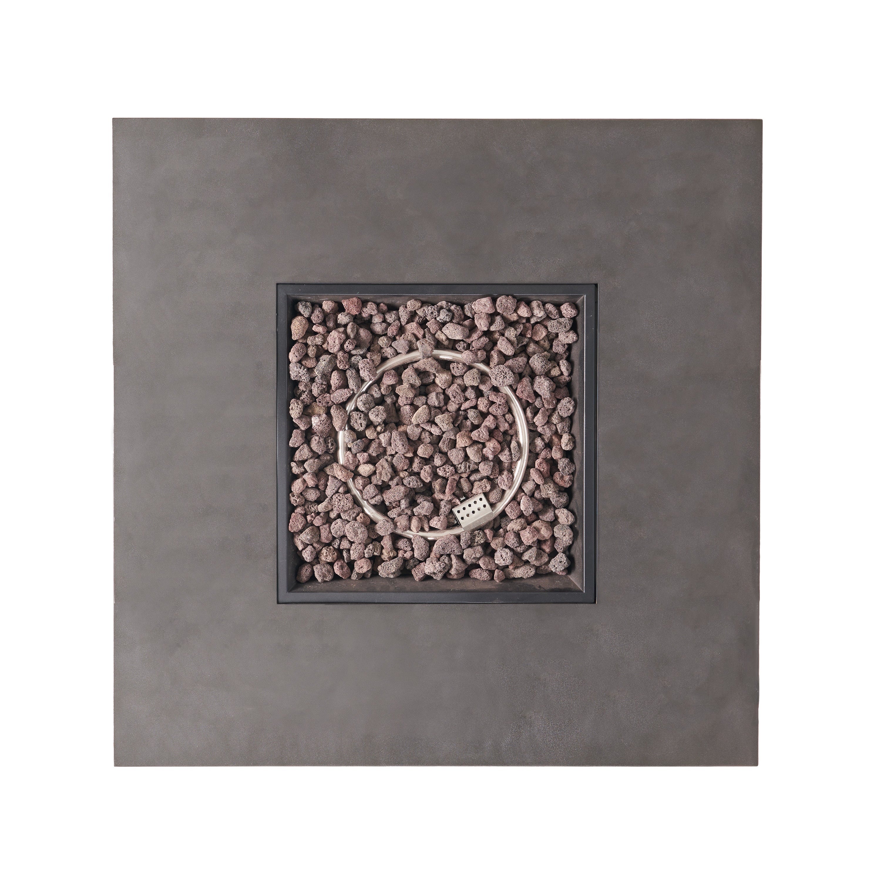 Modern SQUARE Iron Fire Pit 50,000 BTU Stone Gray Finish 39-Inch