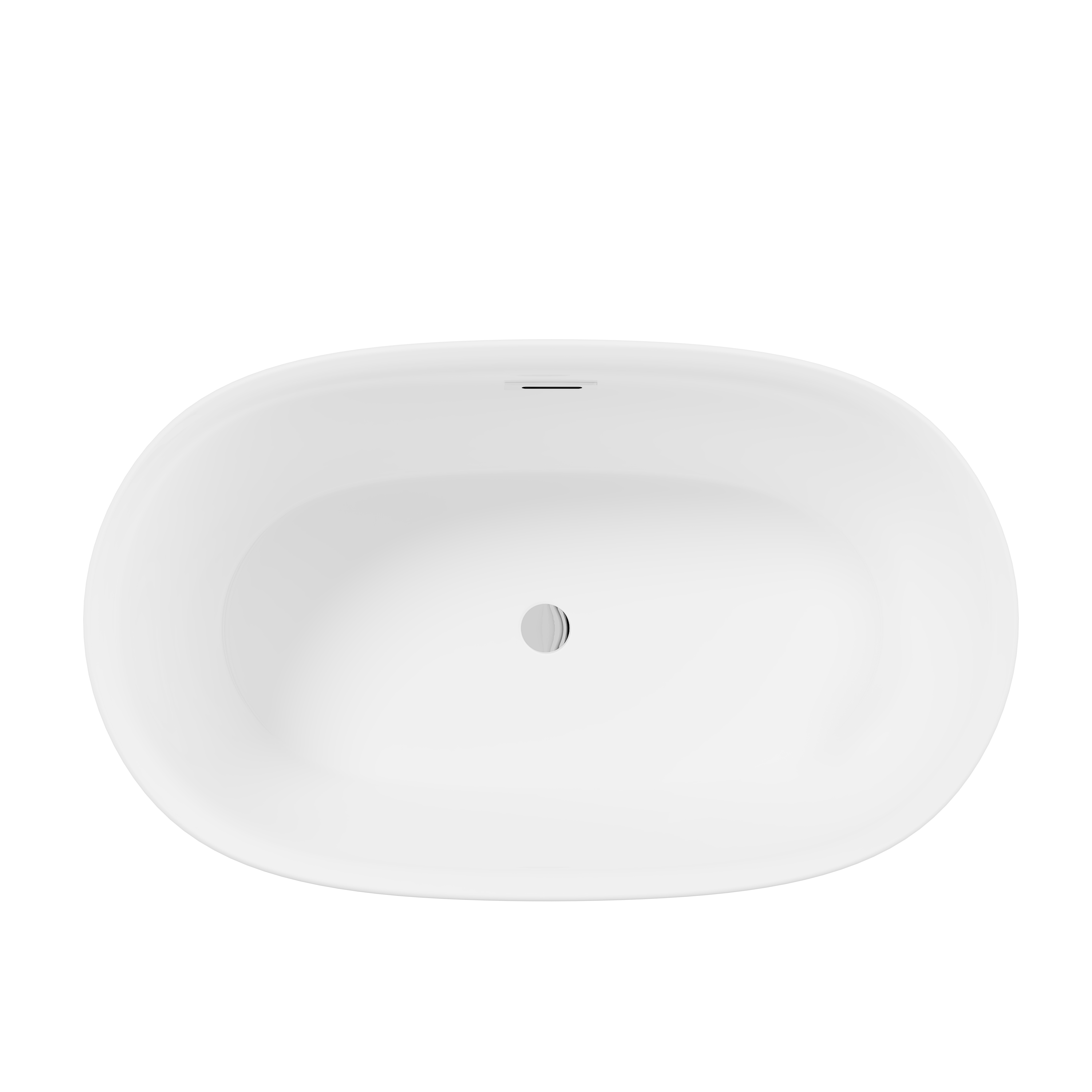 47in Gloss White Acrylic Freestanding Oval Bathtub, Chrome Overflow and Drain