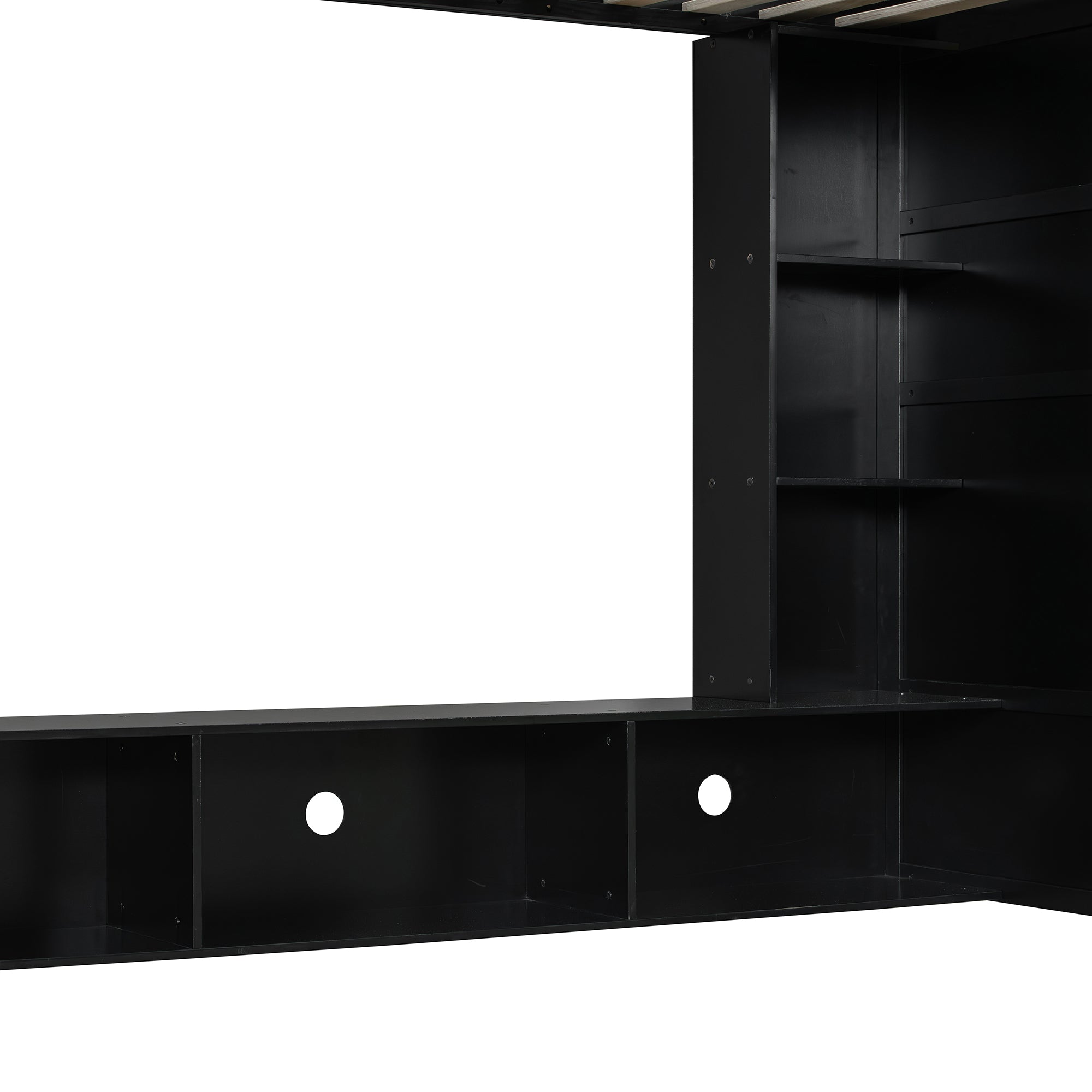 Twin Size Wood Loft Bed with Desk, Multi-storage Shelves and RGB Light, Green