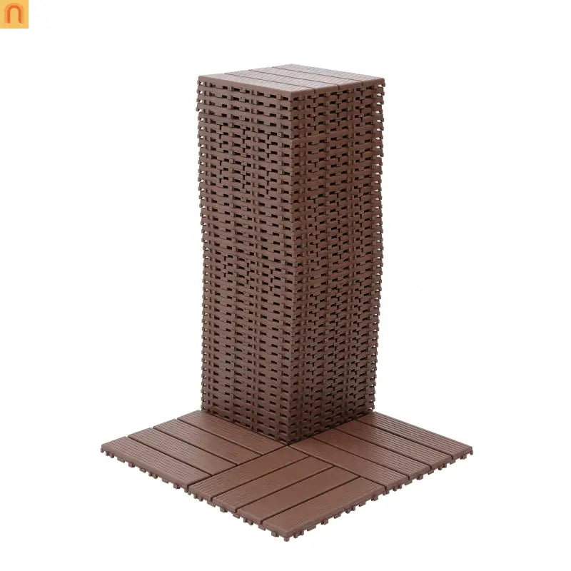 Outdoor Deck Tiles Interlocking PP Plastic Brown 12x12 in 44 Pack