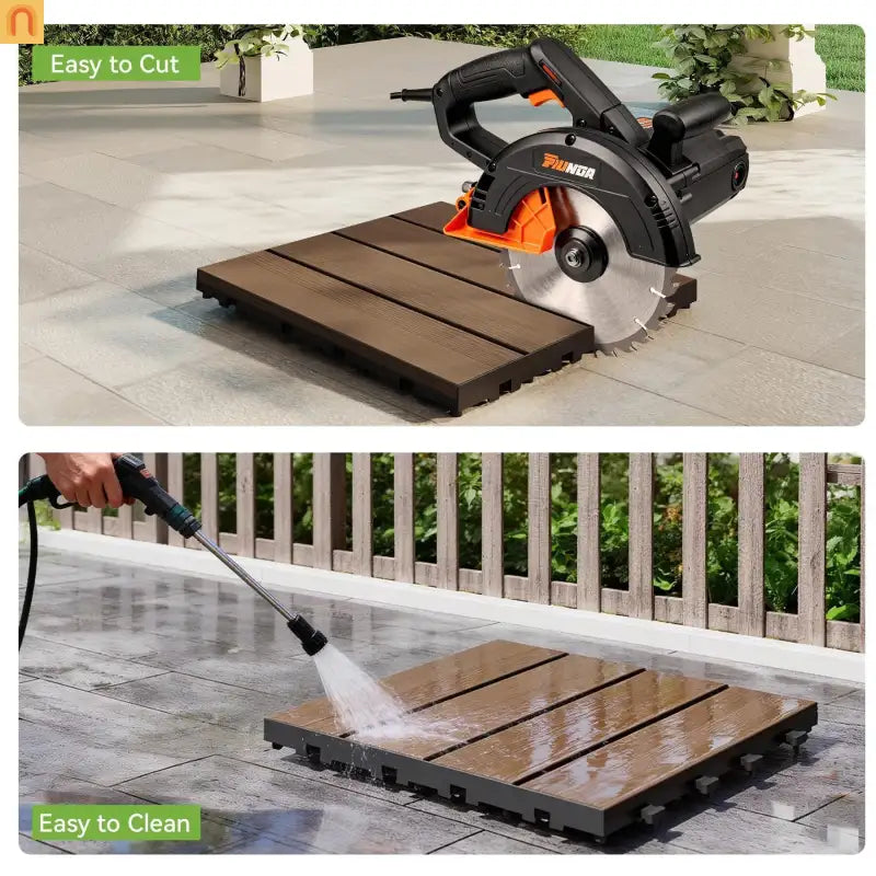 Outdoor Deck Tiles HDPE Dark Brown All Weather 12x12in