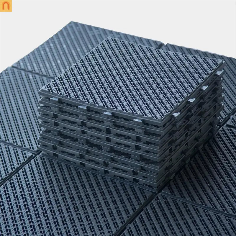 Outdoor Composite Deck Tiles 12x12" Dark Gray Interlocking
