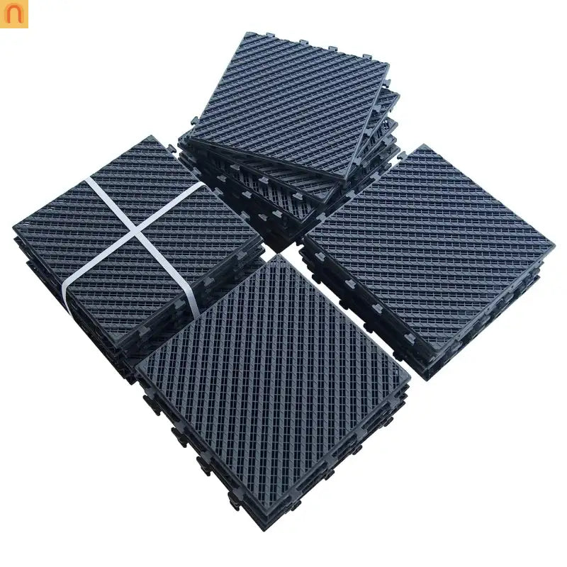 Outdoor Composite Deck Tiles 12x12" Dark Gray Interlocking