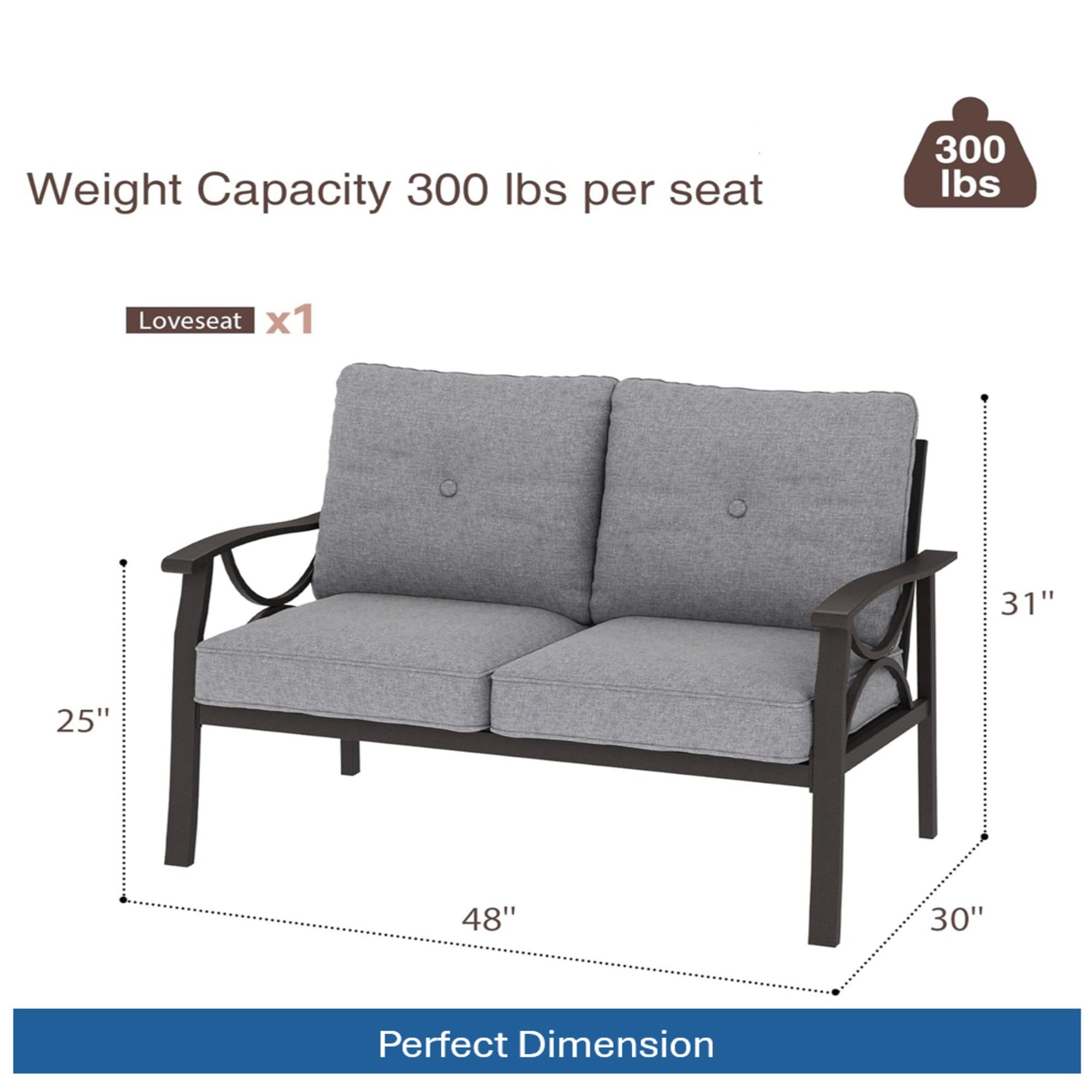 5 Piece Outdoor Patio Set Steel Seats 7 Gray