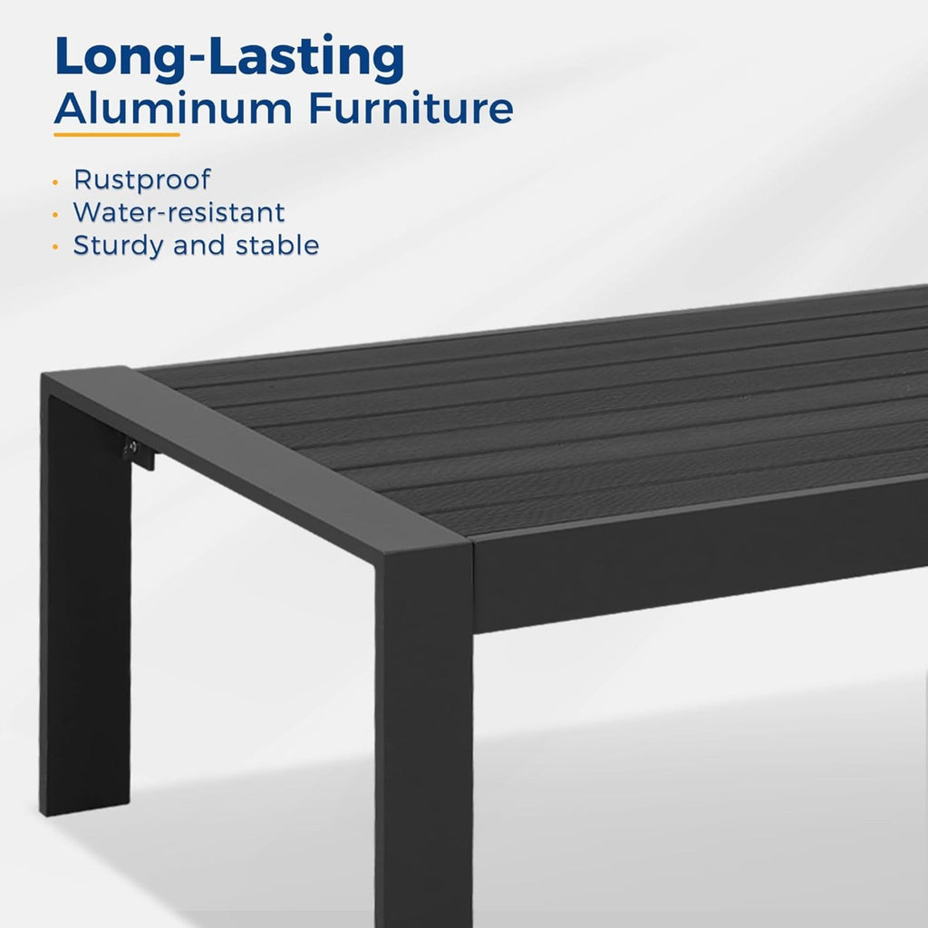 Outdoor Patio Set 3 Piece Aluminum Sofa Loveseat Black Blue