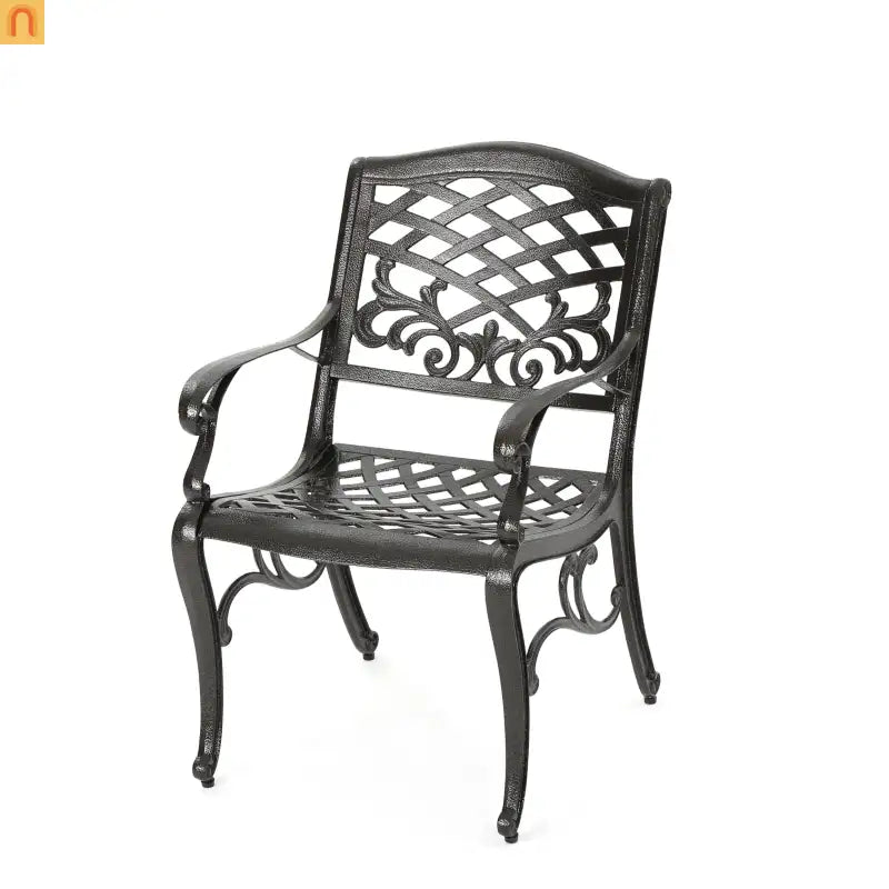 Outdoor Dining Chair Cast Aluminum Bronze 35" Set of 2