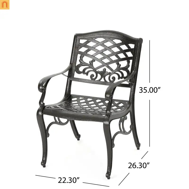 Outdoor Dining Chair Cast Aluminum Bronze 35" Set of 2