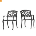 Outdoor Dining Chair Cast Aluminum Copper Ornate Set of 2 37in