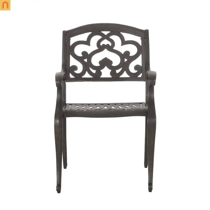 Outdoor Dining Chair Cast Aluminum Copper Ornate Set of 2 37in