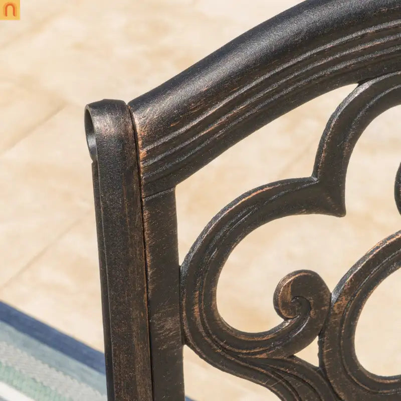 Outdoor Dining Chair Cast Aluminum Copper Ornate Set of 2 37in