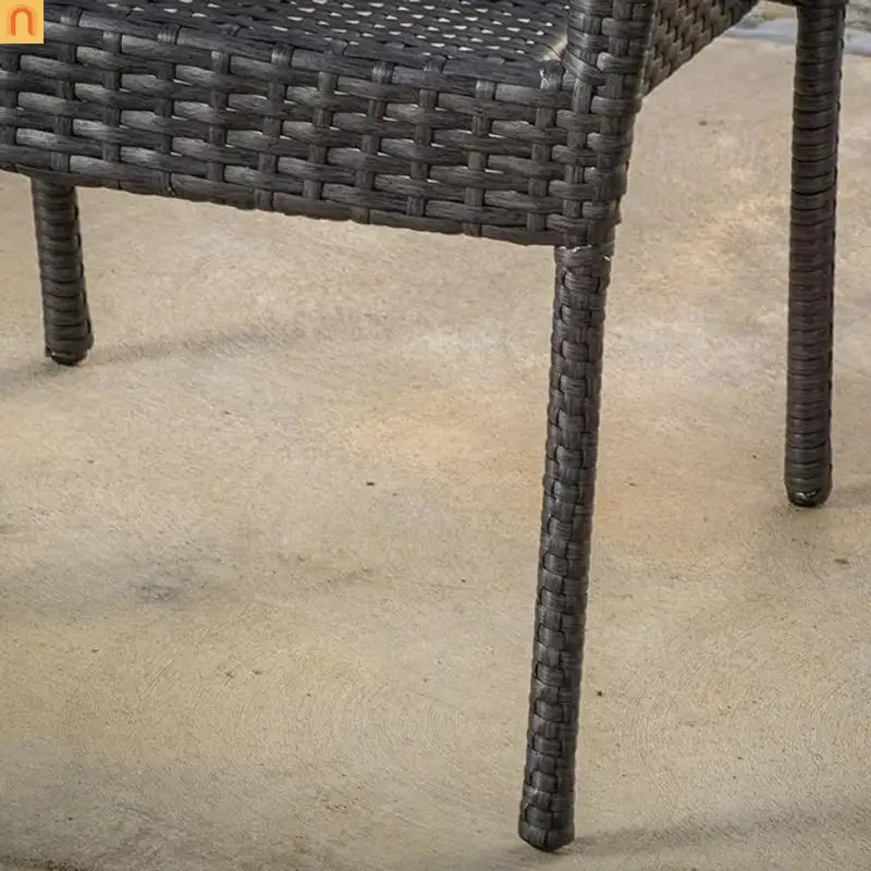 Outdoor Dining Chair PE Wicker Gray Stackable 35.25