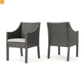Outdoor Dining Chair Set PE Rattan Gray 2-Pack