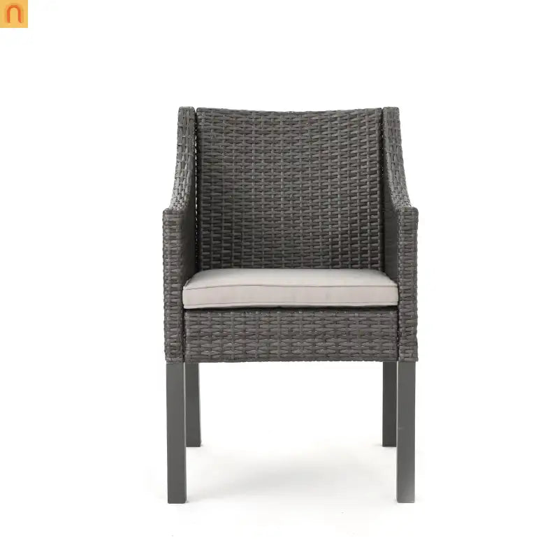 Outdoor Dining Chair Set PE Rattan Gray 2-Pack