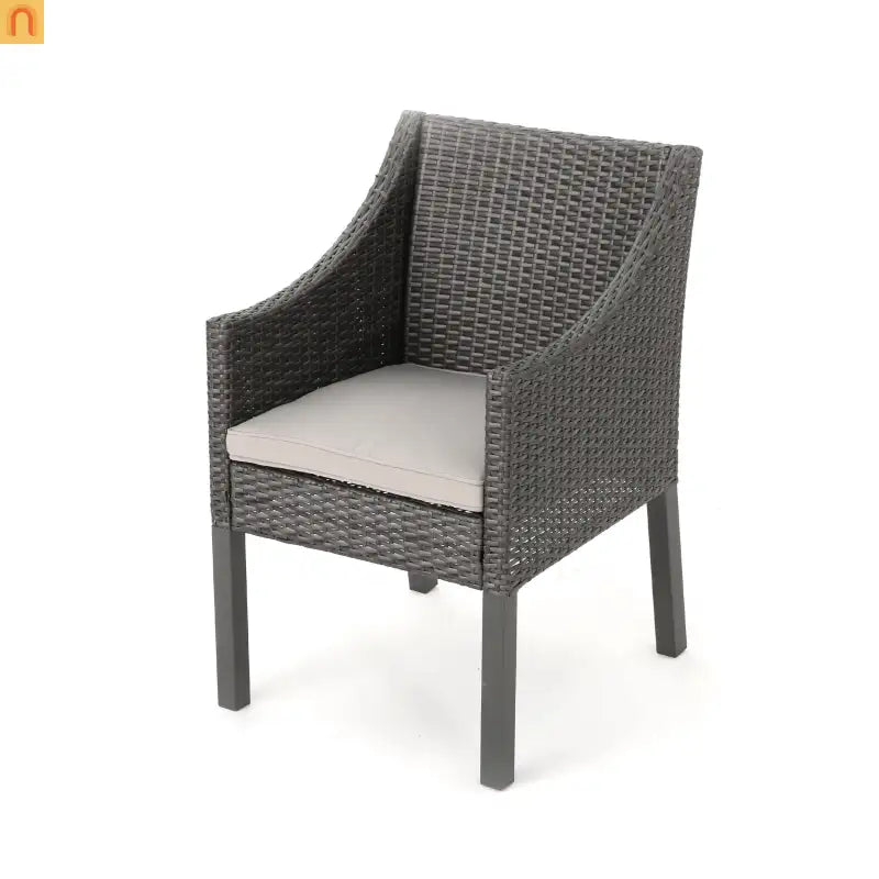 Outdoor Dining Chair Set PE Rattan Gray 2-Pack
