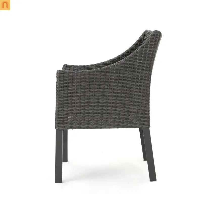 Outdoor Dining Chair Set PE Rattan Gray 2-Pack