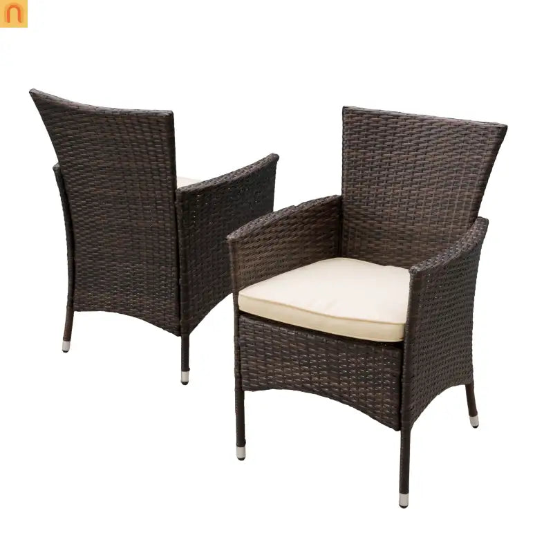 Outdoor Dining Chair PE Rattan Multibrown Modern Curved with Cushion